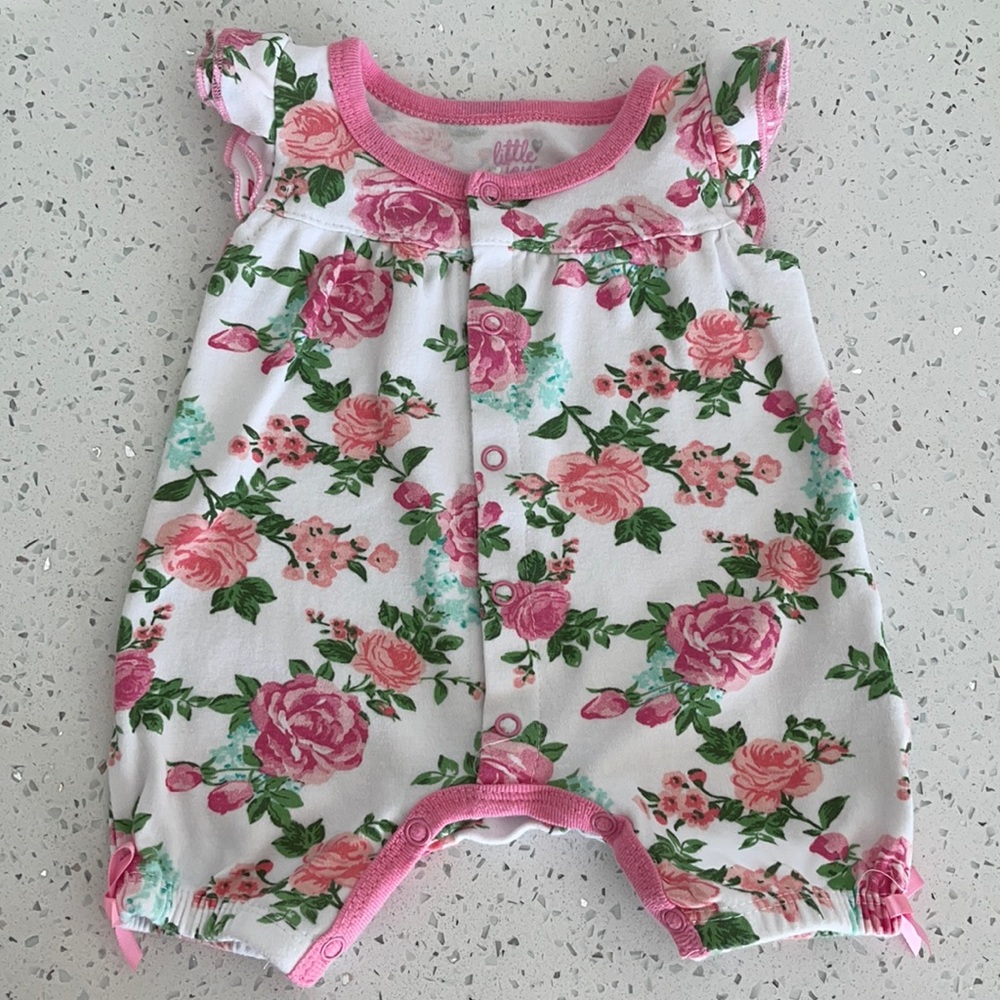 Little Joy Flower Instant Snap-Up Romper 0-3M